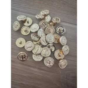 Vintage Gold Coin Plastic Buttons (10)